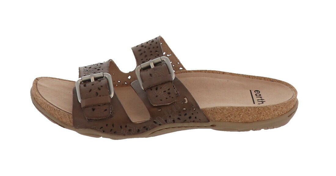 earth leather perforated sandals