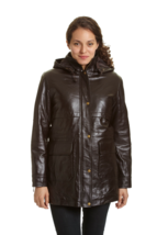 Excelled Women’s Lambskin Leather Parka with Zip Out Liner Brown 1X #NK8Q2-M818 - $379.99