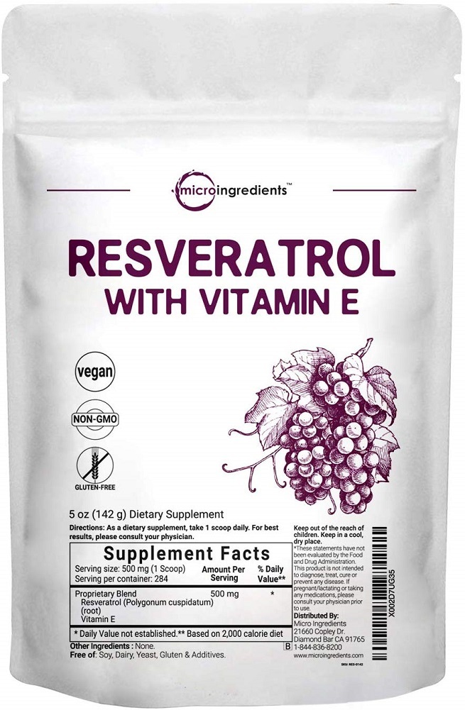 Pure TransResveratrol Powder with Vitamin E, 5 Ounce, Super