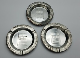 WINSTON CIGARETTES TASTE GOOD Vintage Tin Metal Ashtrays 3.5&quot; SET OF 3 F... - $16.78