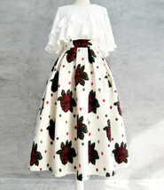 Women Winter Polka Dot Holiday Skirt A-line Black Wool-blend Pleated Skirt Plus  image 12