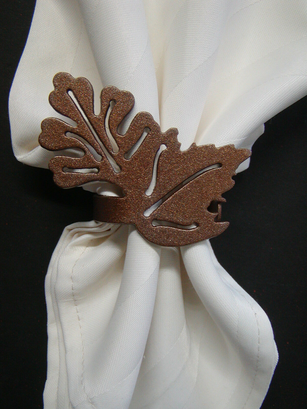 Fall Leaf Leaves Autumn Napkin Rings Set of 4 Metal Linens & Textiles