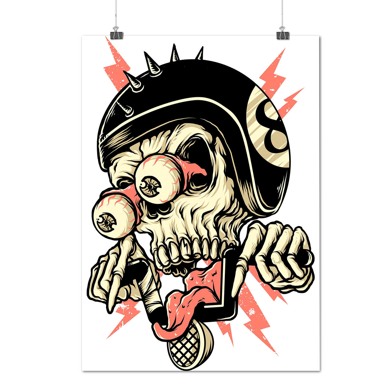 Biker Head Face Skull Death Ride Matte/Glossy Poster A0 A1 A2 A3 A4 ...