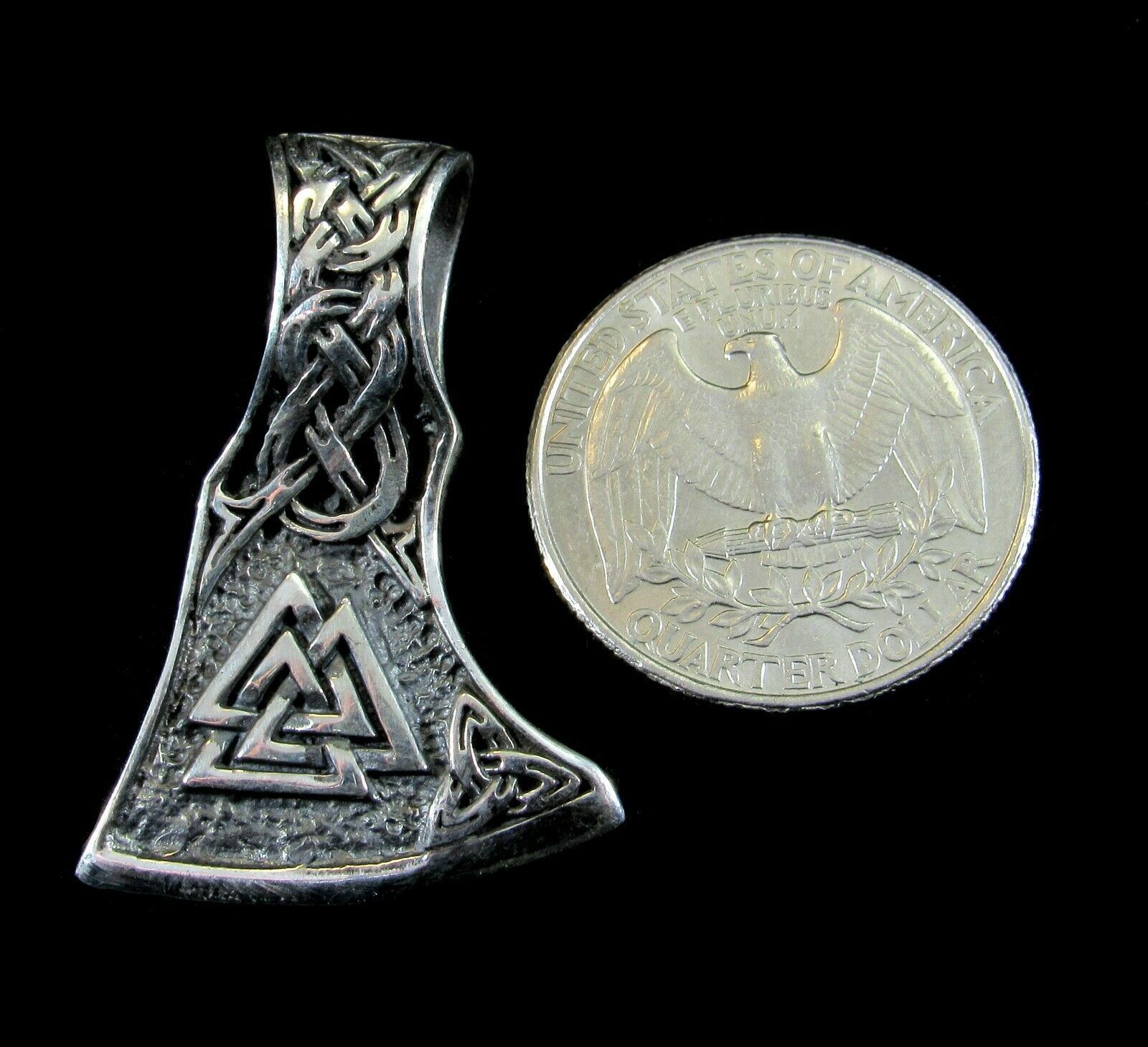 silver valknut pendant