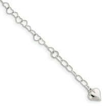 Silver Anklet Ankle Bracelet 9&quot;-10&quot; extender Italian 925 Sterling Silver... - $9.79