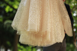 GOLD Sequin Tulle Midi Skirt Women Gold Sparkly Skirt Plus Size Party Skirt image 14