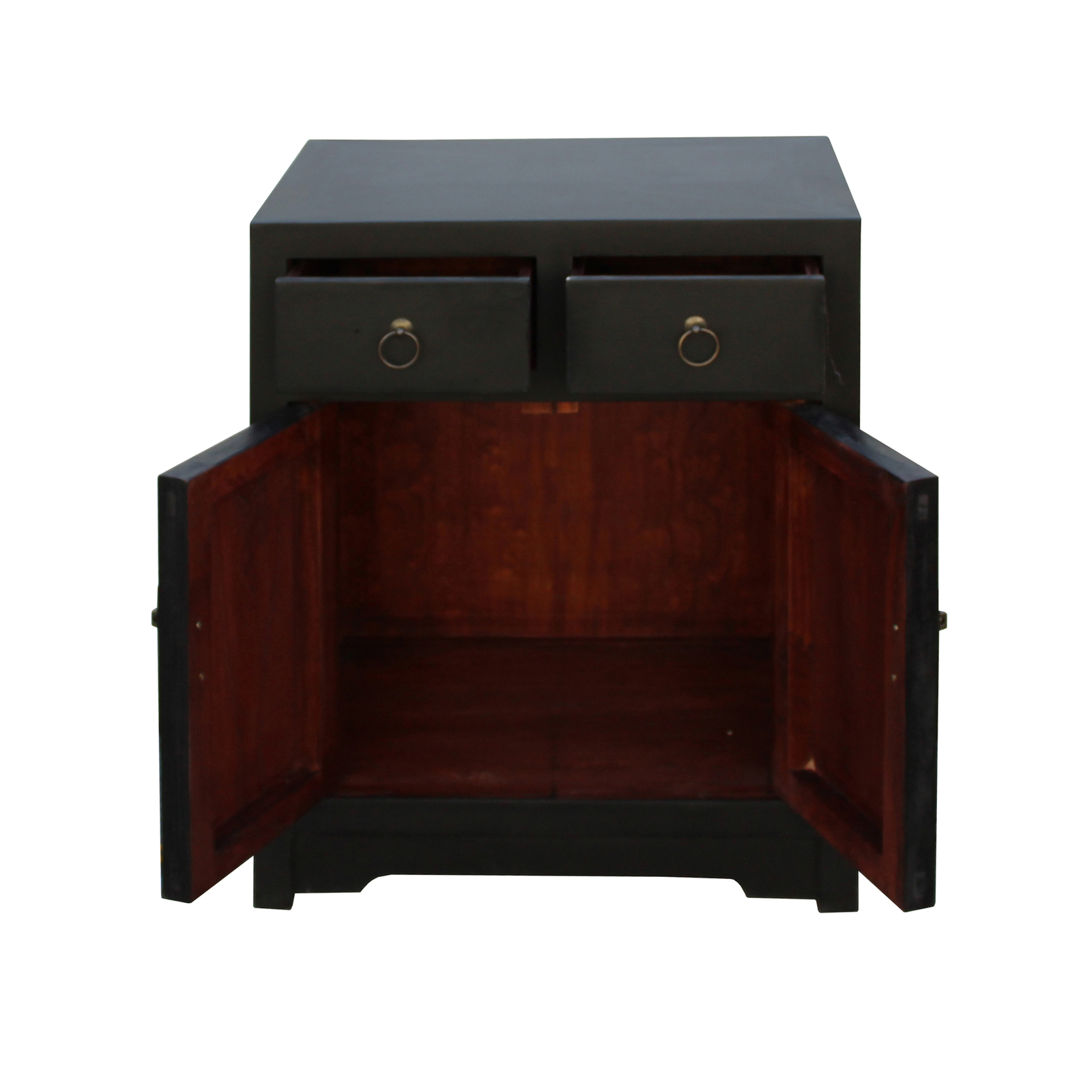 Black Lacquer Moonface End Table Nightstand Cabinet cs4575 ...