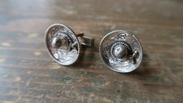 Vintage Sterling Silver Mexican Sombrero Hat CUFFLINKS - $30.29