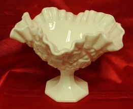Vintage Westmoreland Paneled Ruffle White Milk Glass Pedestal Candy Dish Bowl 6" - $24.99