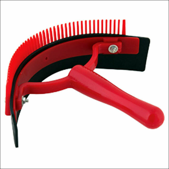 HILASON DELUXE HORSE SWEAT SCRAPER WITH COMB BRUSH GROOMING RED U5130