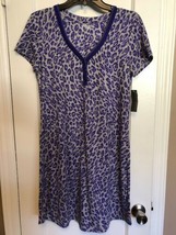 BNWTS Sleepshirt  PURPLE LEOPARD PRINT V Neck Covington  Nightgown  MEDIUM - $19.79