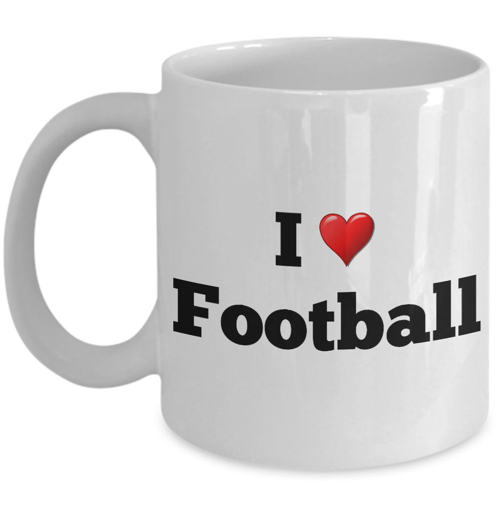 Football Lover Mug \ I Love Football Player Novelty Gift, Ceramic