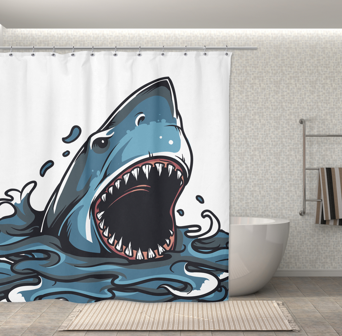 Shark Shower Curtain Great White Surprise Shark Decor 70" x 70