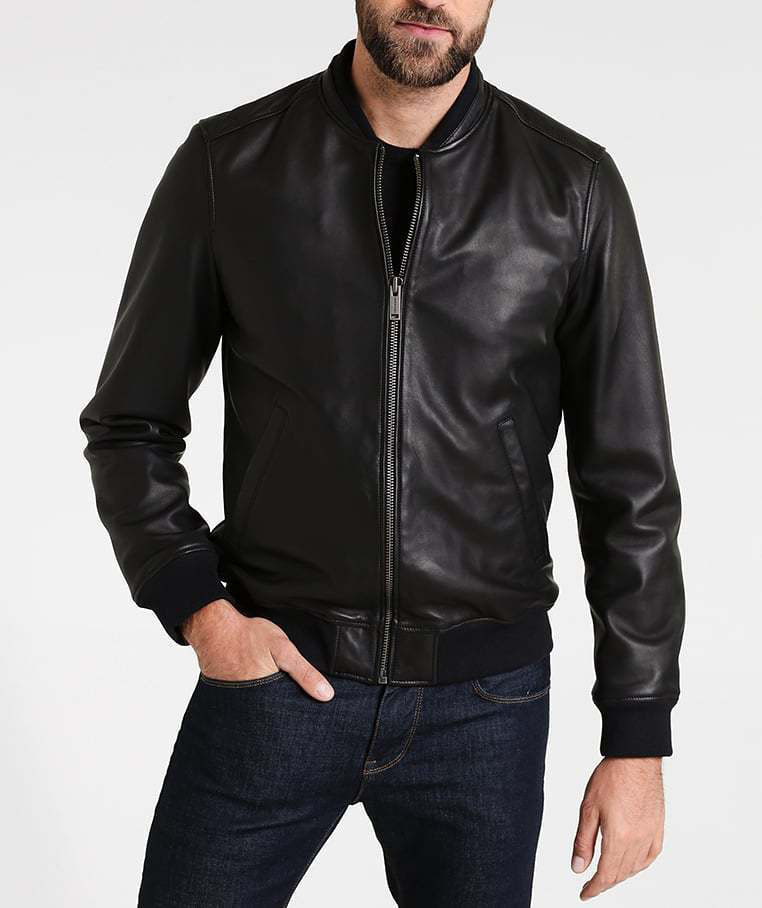 Handmade Black Bomber Leather Jacket for Men's, Flight Jacket Custom ...