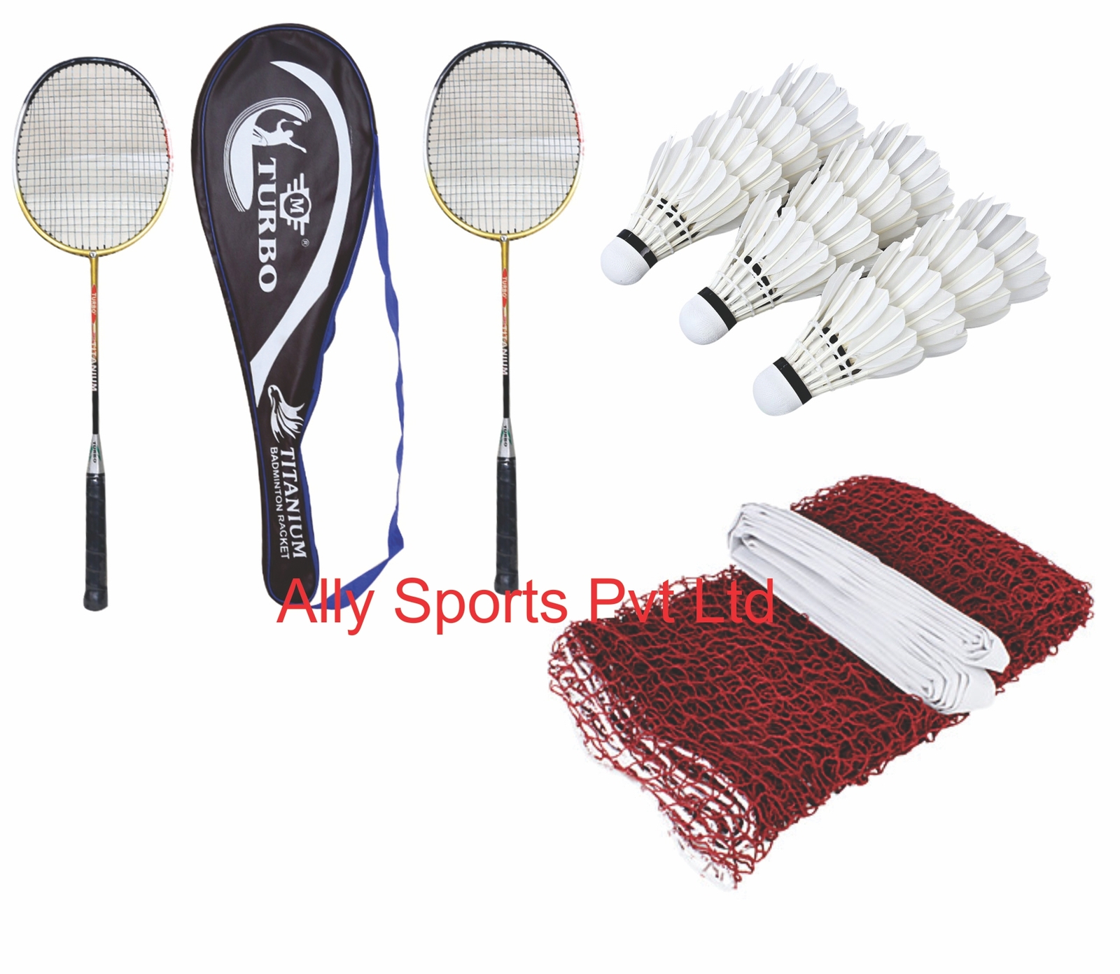 turbo badminton racket and shuttlecock with net