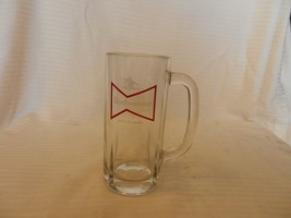 Vintage Budweiser Clear Glass Beer Mug Red Bowtie with White Logos 6" Tall - $37.13