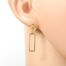Gold Tone Drop Earrings with Dangling Cut-Out Geometric Accent - $22.99