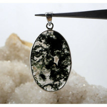 Natural Moss Agate 925 Sterling Silver 32x20x3.5 MM Pendant Jewellery 23 - $14.85