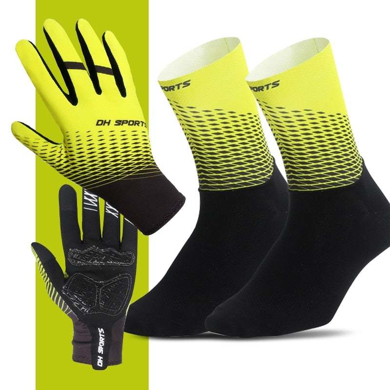 1Pair Full Finger Cycling Gloves Cycling Socks Men Women Anti-slip Sports Bike M