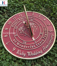  NauticalMart 40th Ruby 2022 Wedding Anniversary Large Sundial Gift Red image 1