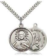 Scapular Silver Filled  Medal  on a 24 inch Light Rhodium Heavy Curb Chain - $50.99