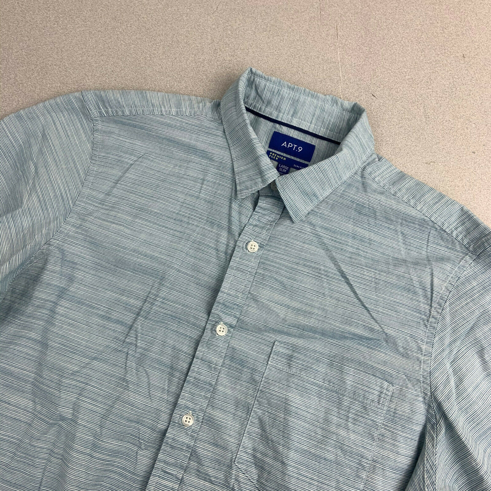 Apt.9 Premier Flex Slim Fit Button Up Shirt Blue Short Sleeve Mens ...