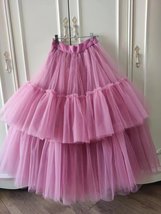 Barbie PINK Layered Tulle Midi Skirt Outfit High Waisted Puffy Tulle Tutu Skirts image 1