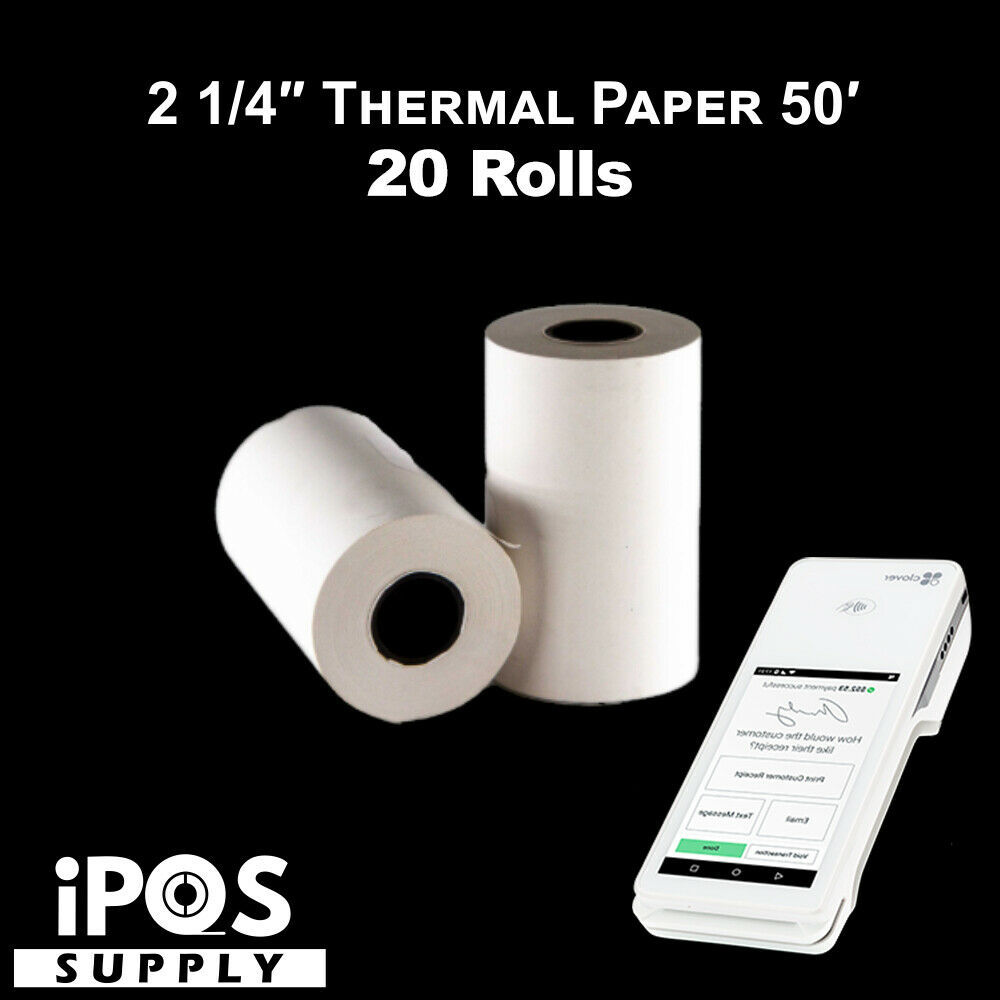 iPOS Supply Thermal Paper 20 Rolls for Clover Flex Receipt Paper 2 1/4