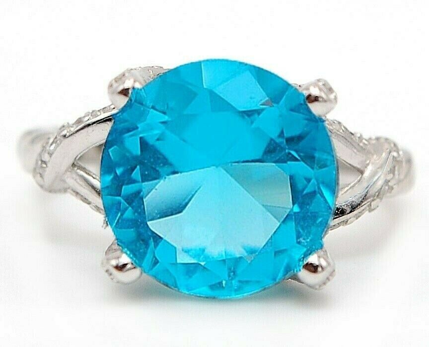 Must Have 7CT Aquamarine & Topaz 925 Sterling Silver Ring Jewelry Sz 7 ...