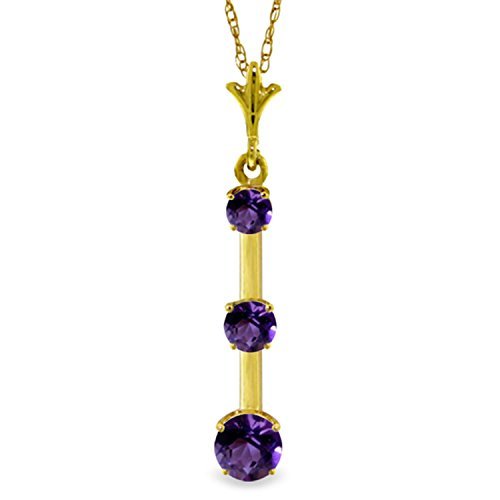 Galaxy Gold GG 14k 16 Yellow Gold Necklace with Natural Amethyst Drop Pendant