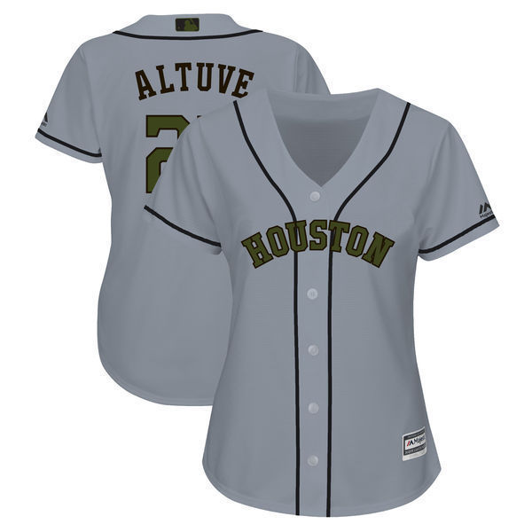Women's Houston Astros #27 Jose Altuve Jersey Sewn on Gray 2018 ...