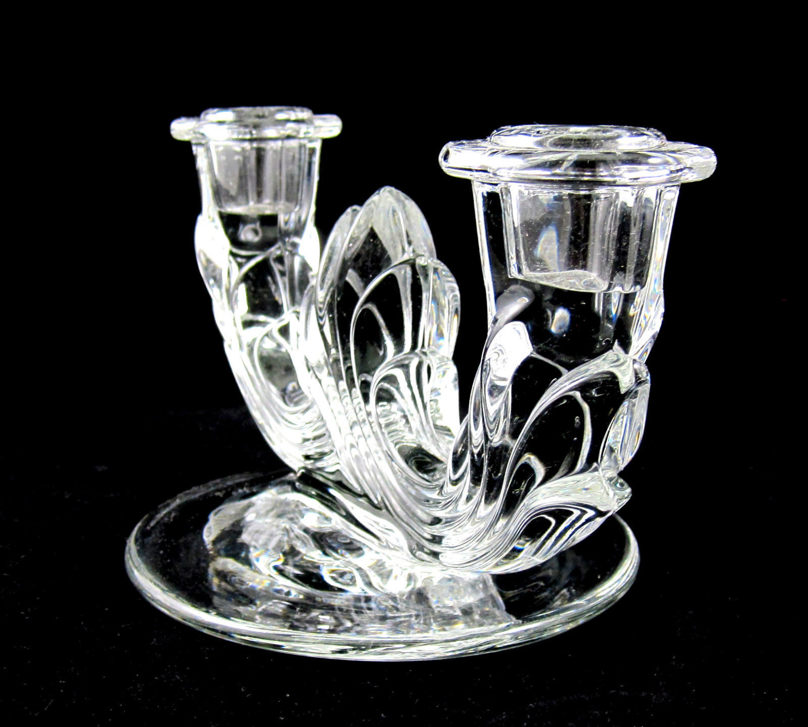 Fostoria Baroque Crystal Elegant Glass Double Light Candle Holder