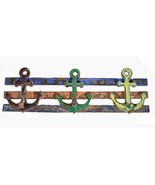 LG Hand Carved Wood Ship Anchors with Hooks Nautical Wall Decor Towel Ke... - $29.64