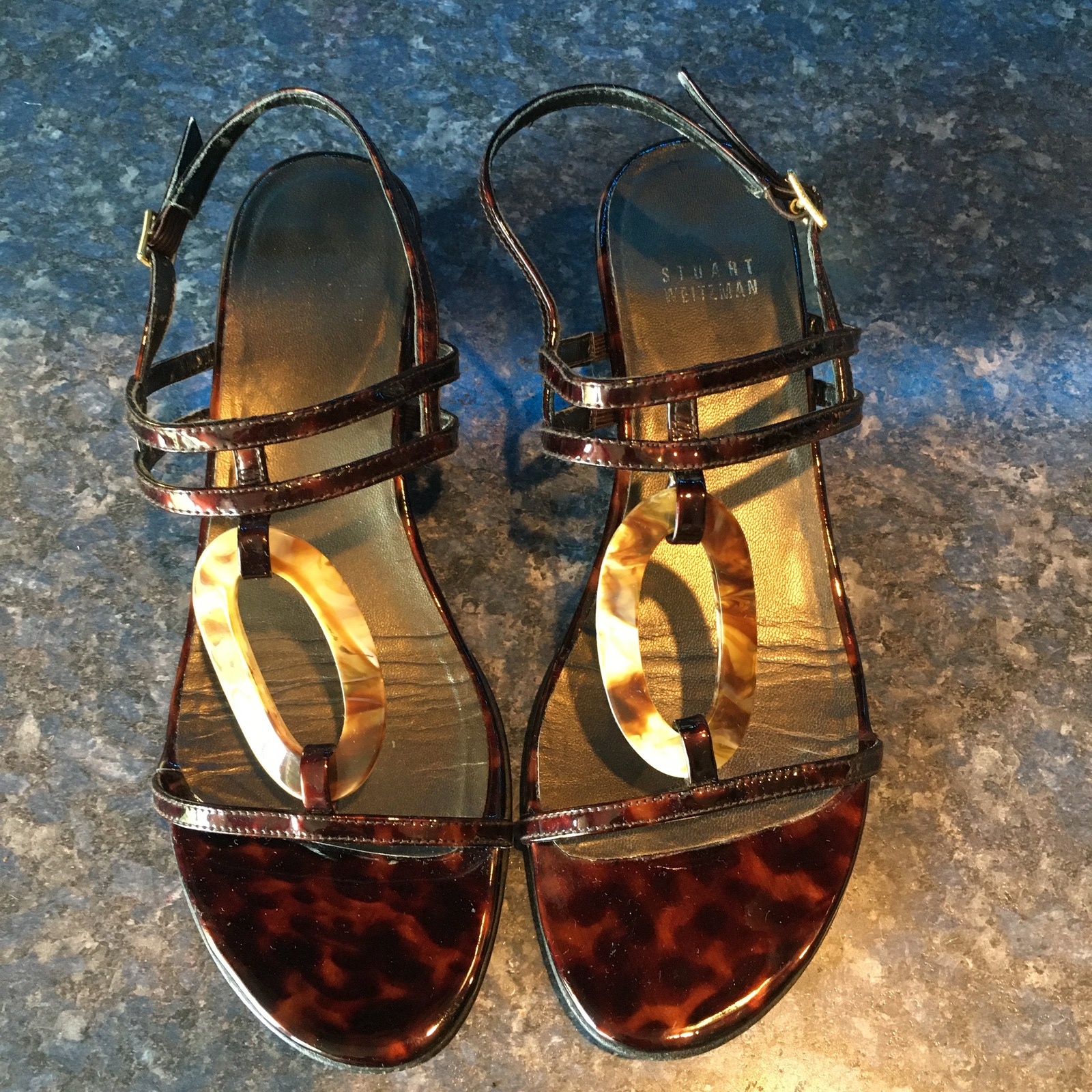 stuart weitzman patent leather wedge sandals