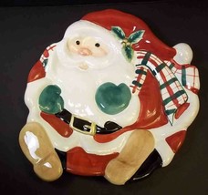 Santa canape appetizer plate Fitz & Floyd Gift Gallery Holly Scarf Christmas - $11.08