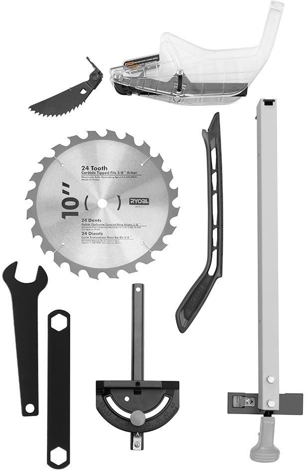 Ryobi Table Saw 10 in. 15 Amp Corded Adjustable Miter Gauge Tool Free