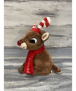 Rudolph The Red Nose Reindeer Dan Dee Plush With Scarf Candy Cane Antler... - $9.85