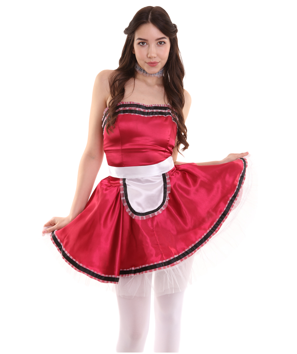 Adult Women's French Maid Uniform Costume Dark Red Cosplay Costume