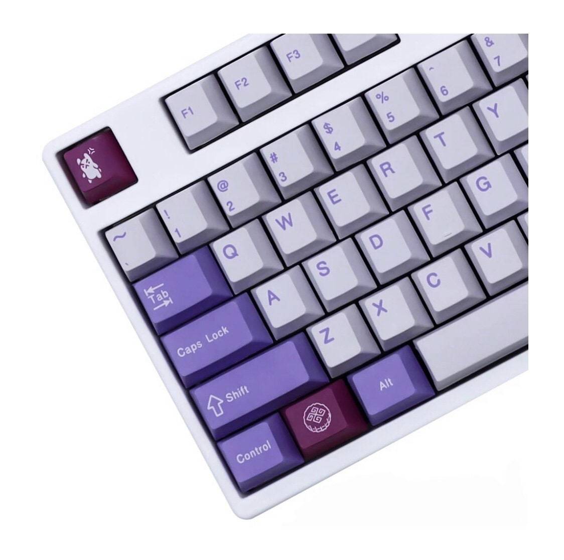Chibi Japanese Theme 134 Keyboard Keycaps Set, Purple Japanese Theme