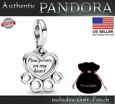 Authentic S925 ALE Pandora Hearts & Pet Paw Prints on my Heart Charm 799360C00  - $19.79