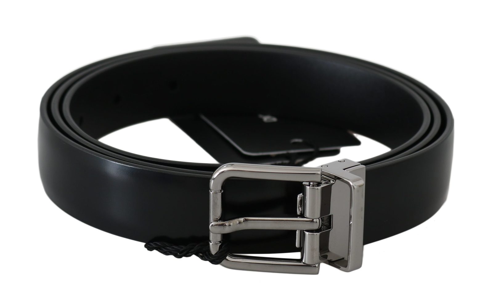 Black Leather Metal Silver Buckle Belt - Fashion