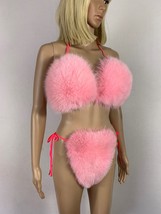 Fox Fur Bikini Double Sided Fur Two Pieces Bikini Fur Top And Panties Pink Color image 6