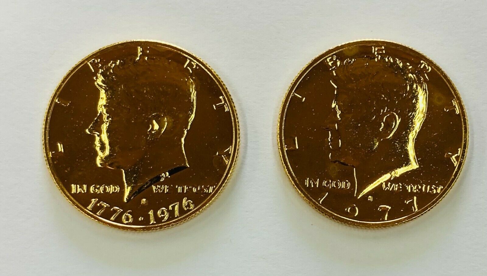 1976 S And 1977 S Gold Plated Kennedy Half Dollar 2 Coin Set Kennedy 1964 Now