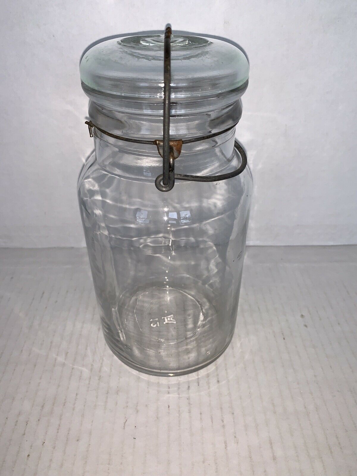 Vintage HAZEL ATLAS MASON CLEAR Quart Canning Jar W/ Wire Closure 12
