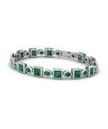 Princess Cut 5.90ct and Marquise Cut 2.05ct Green Emerald Tennis Bracele... - £1,689.69 GBP