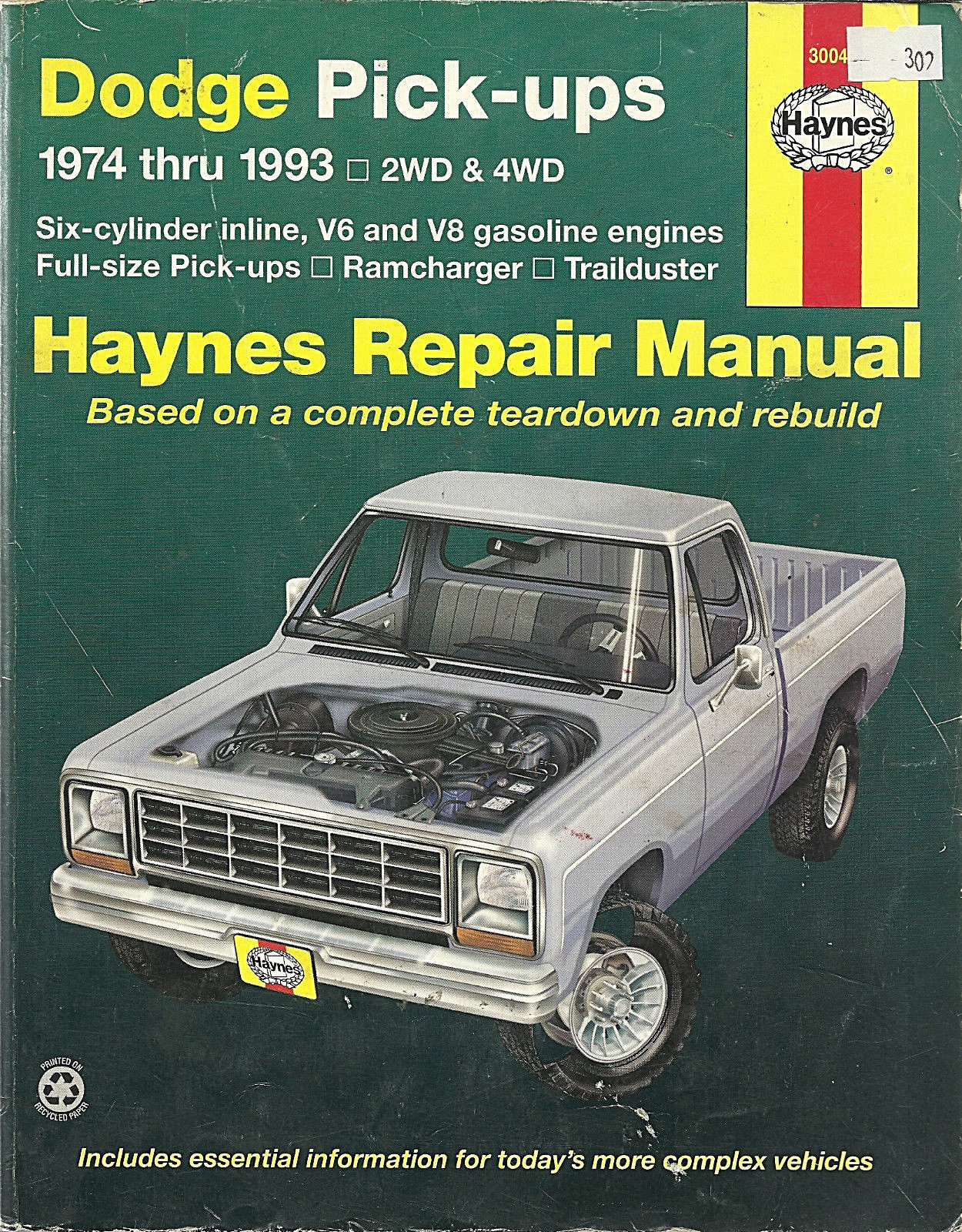 Dodge D200 Pickup Haynes Repair Manual Base Shop Service Garage Book xl