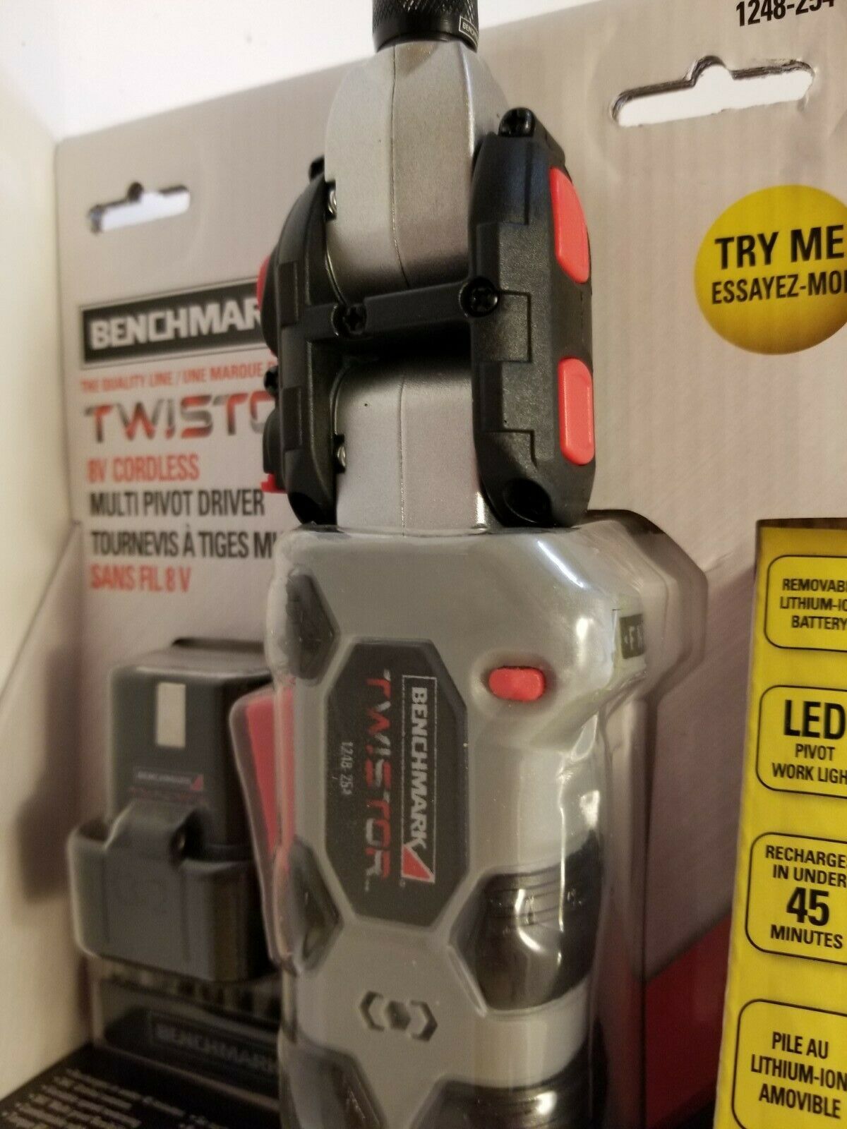 Benchmark TWISTOR 8V Cordless Multi Pivot Driver Screwdriver w Battery