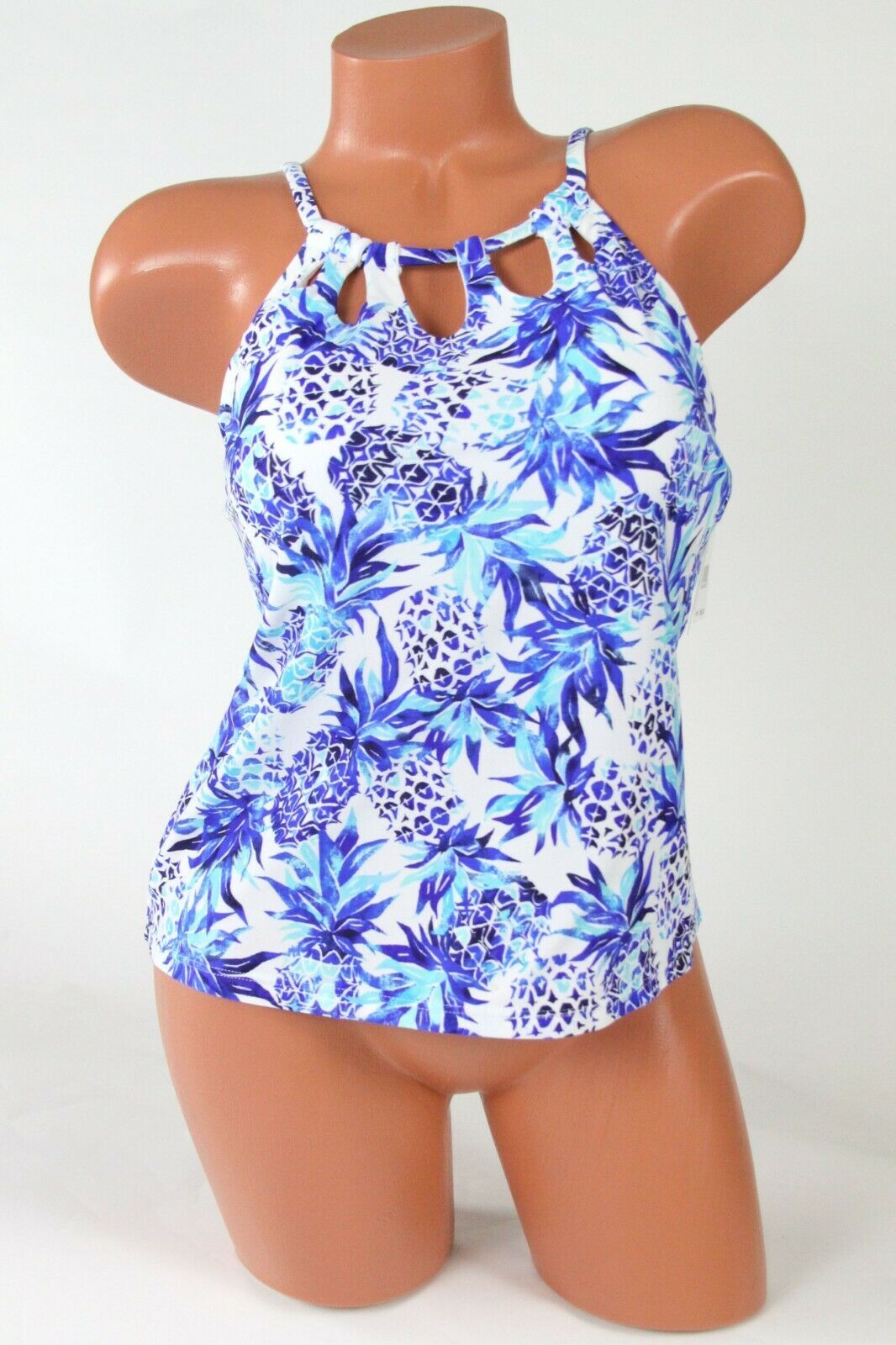 24th & Ocean High Neck Adjustable Neckline Tankini Swimsuit Top Medium ...