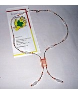 Colombia Necklace Orange White Bead Handmade Deaf South America Crafted ... - $12.86