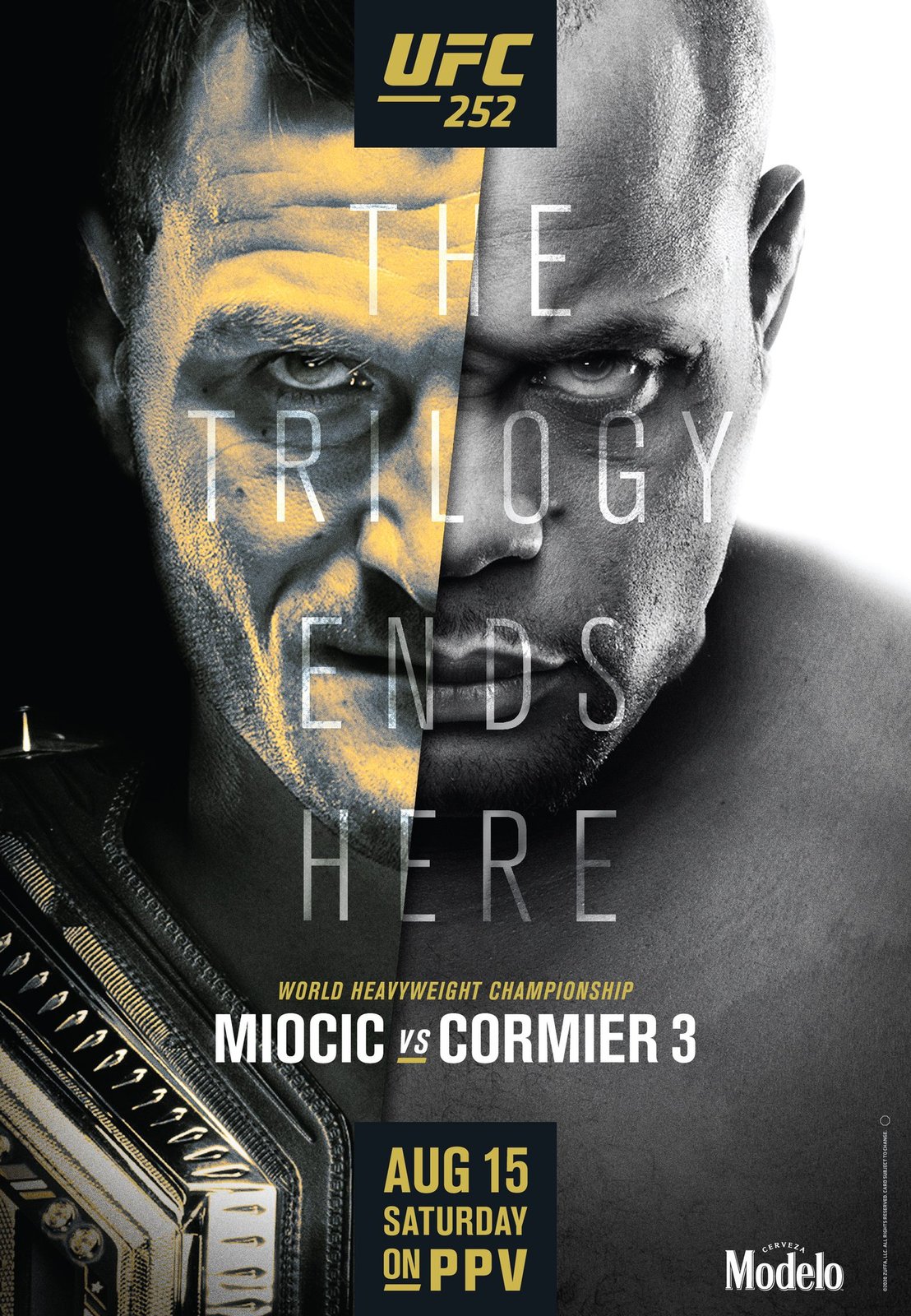 UFC 252 Poster Miocic vs. Cormier 3 MMA Fight Event Card Art Print 24x36 27x40